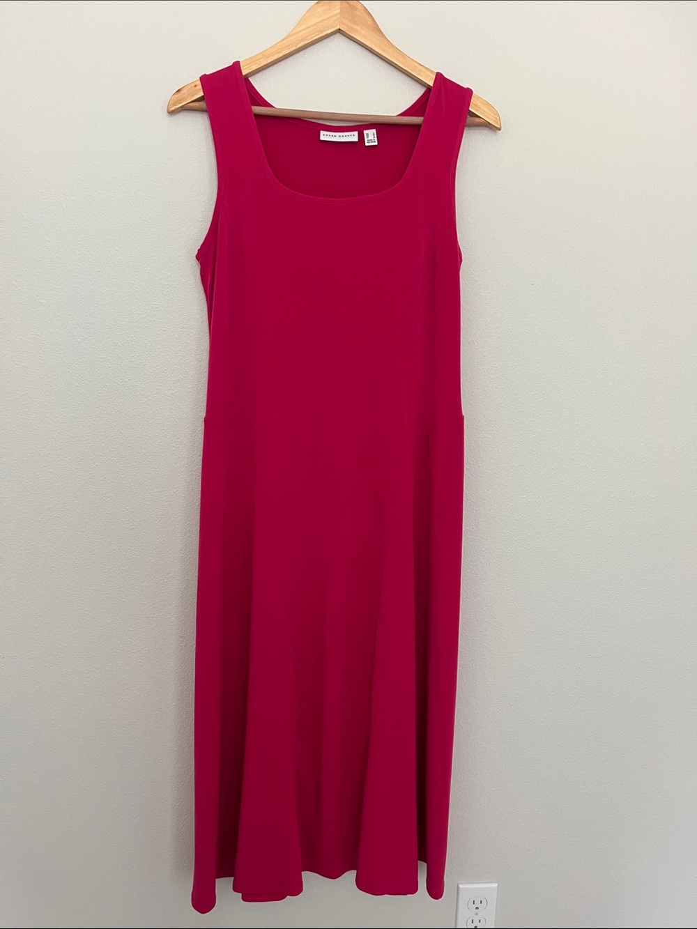 Susan Graver Liquid Knit Pink Midi Maxi Dress Sleeveless Panel Fit S